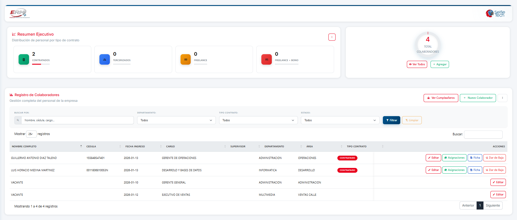 Registro de colaboradores